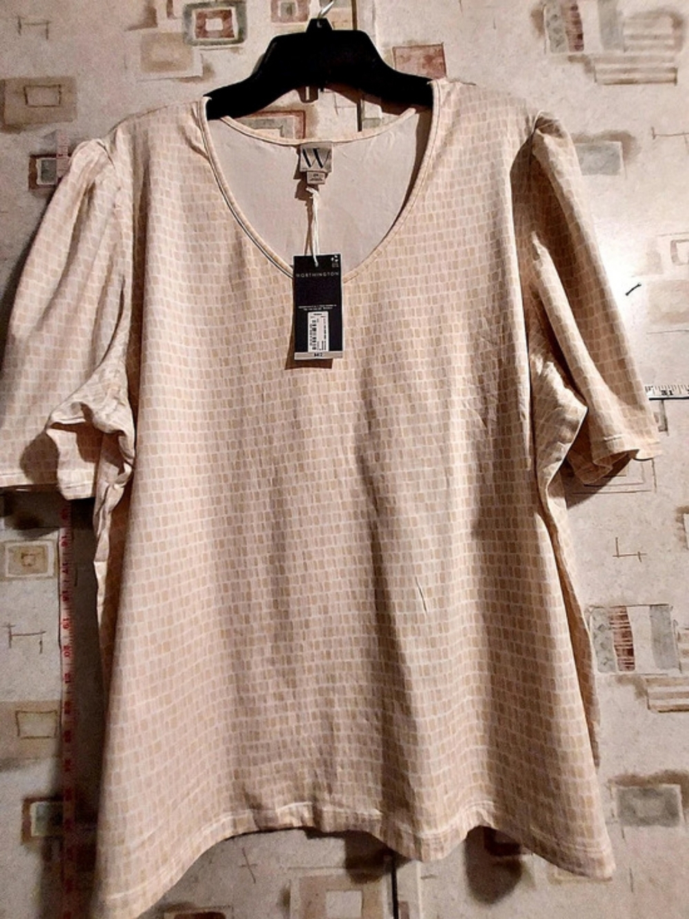 Worthington Geometric Blouse in Cream Size 2X NWT